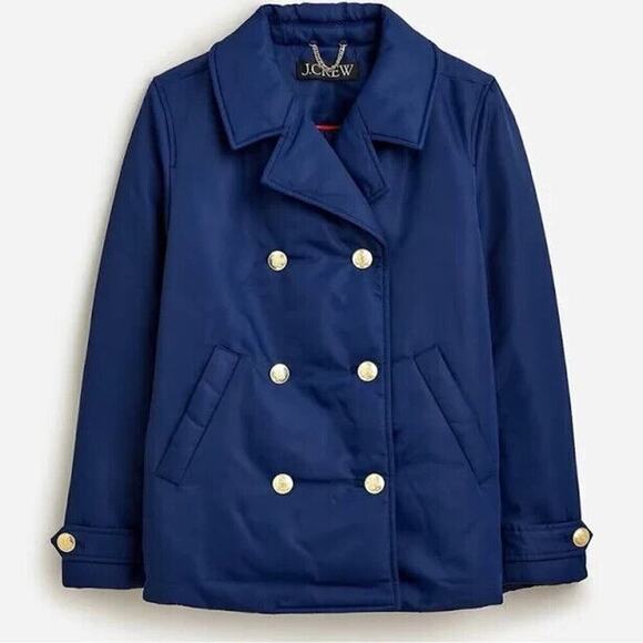 J. Crew Peacoat Puffer Jacket in Lightweight Shiny Nylon Dark Evening Sz XS - Picture 1 of 7